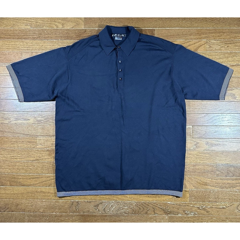 Tiger Woods Nike Golf Polo Dri Fit Size XL Navy Blue Tight Knit Sweater Nylon